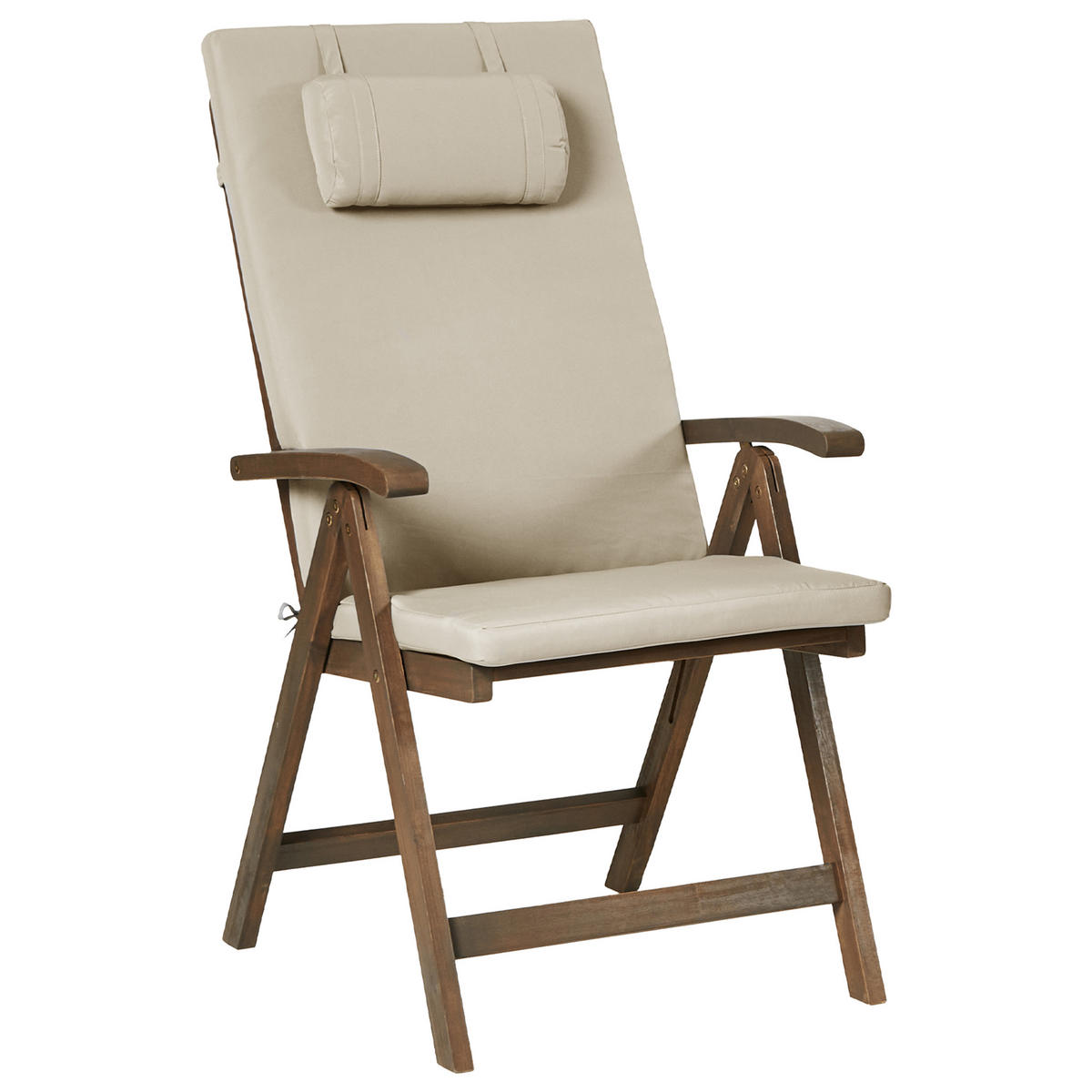 GARTENSTUHL 2er-Set Dunkelbraun/Taupe Amantea Premium - Taupe/Dunkelbraun, Holz (54/105/69cm) - Beliani