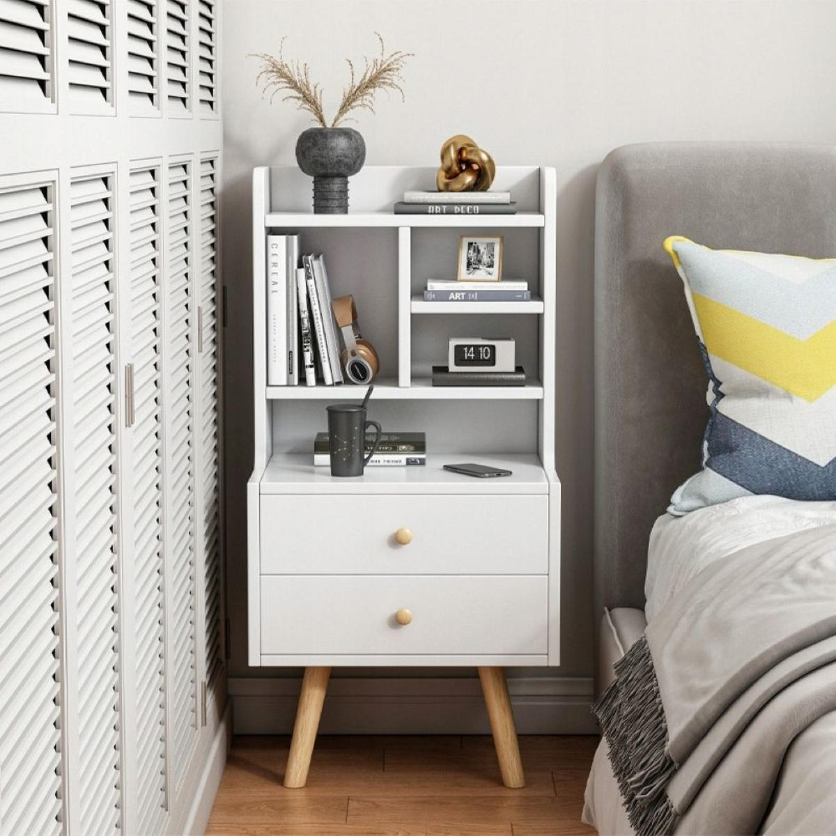 NACHTTISCH, weiß 36/43/81 cm - Weiß, Holzwerkstoff (72/13/45cm)