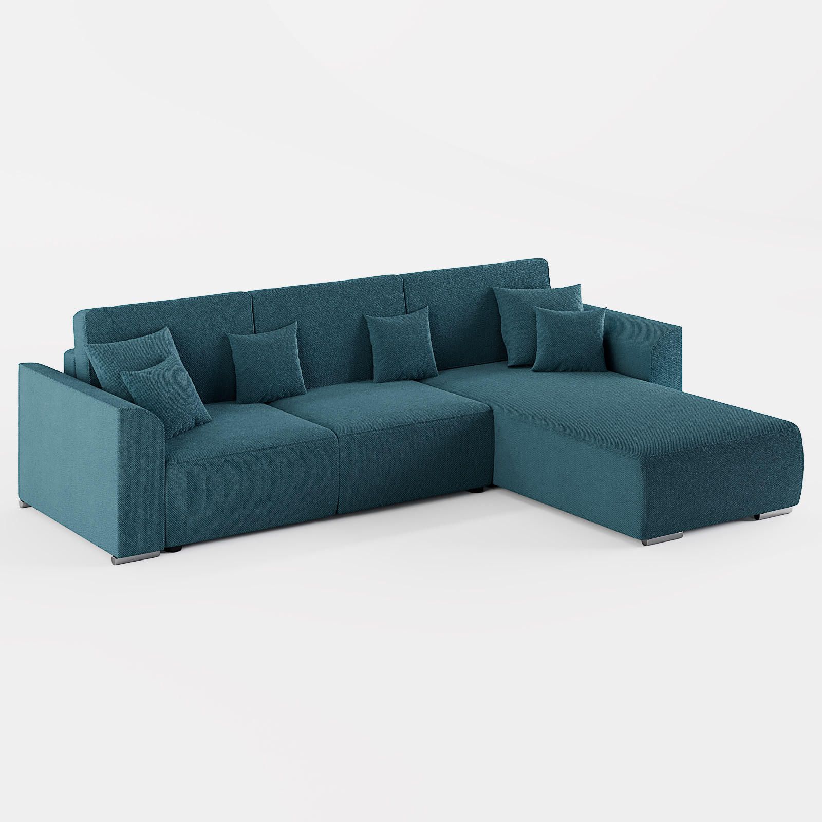 ECKSOFA LUMO L Rechts Hellblau Flechtwerk-Stoff mit Schlaffunktion und Bettkasten - Hellblau, Textil (293/195cm) - Barchello