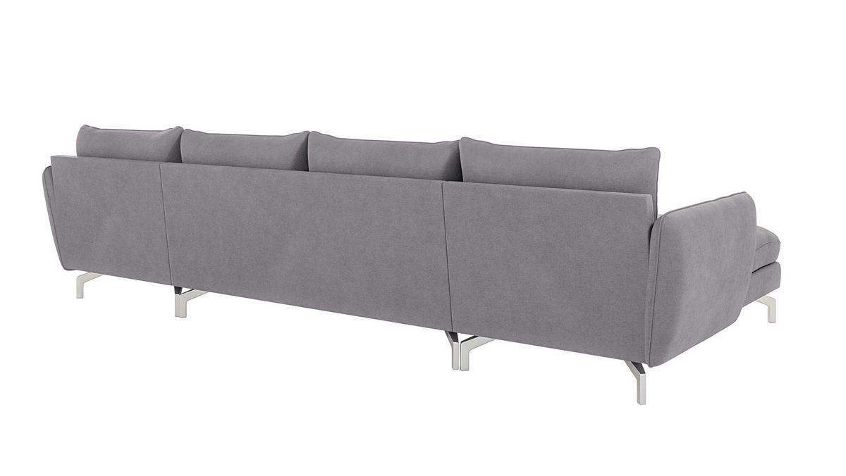 WOHNLANDSCHAFT Elou Grau Luxusmicrofaser - Chromfarben/Grau, Textil/Metall (349/87/167cm) - S-Style Möbel