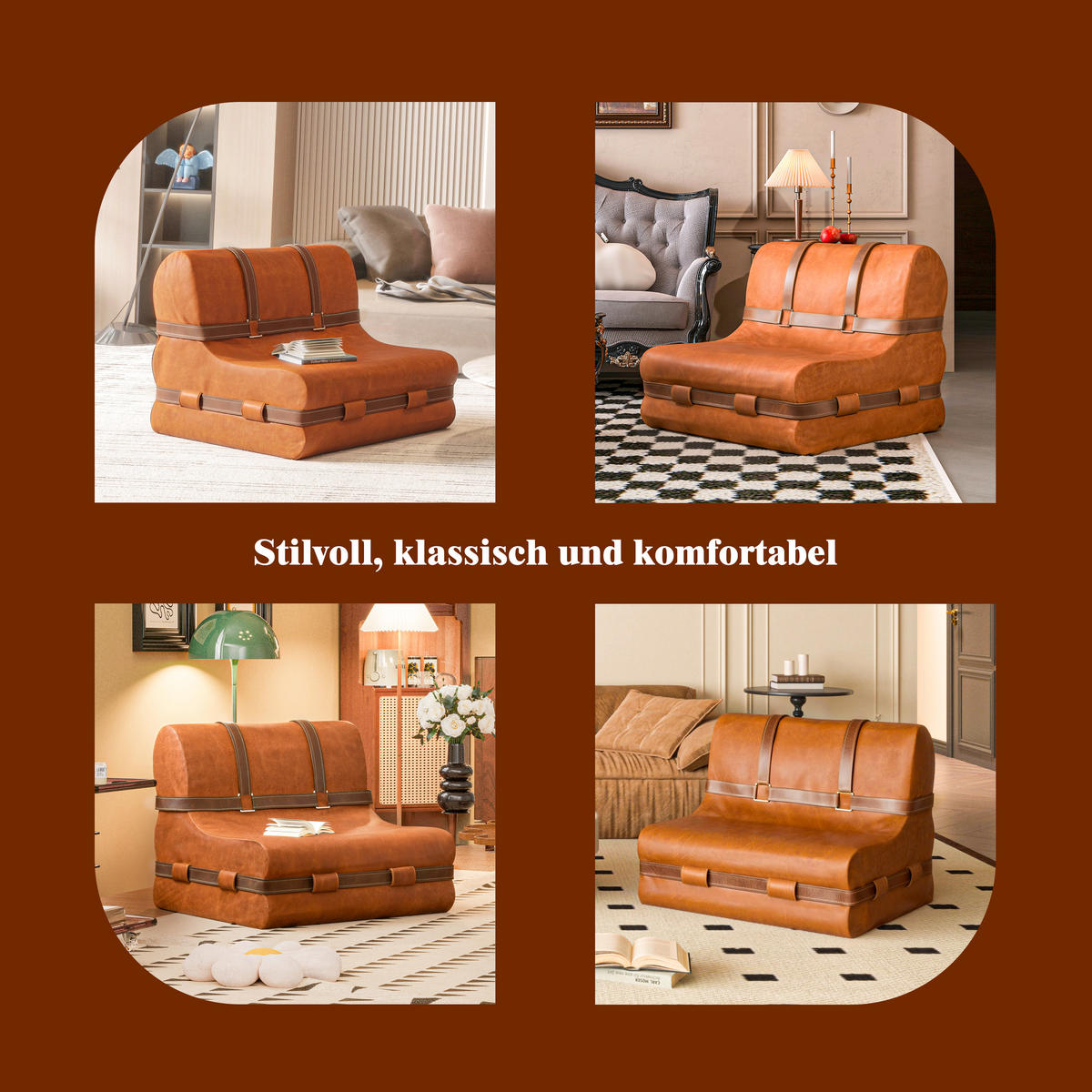SOFA aus Kunstleder wasserdicht und schmutzabweisend - Braun, Textil (73.5/60/75cm) - Vercart