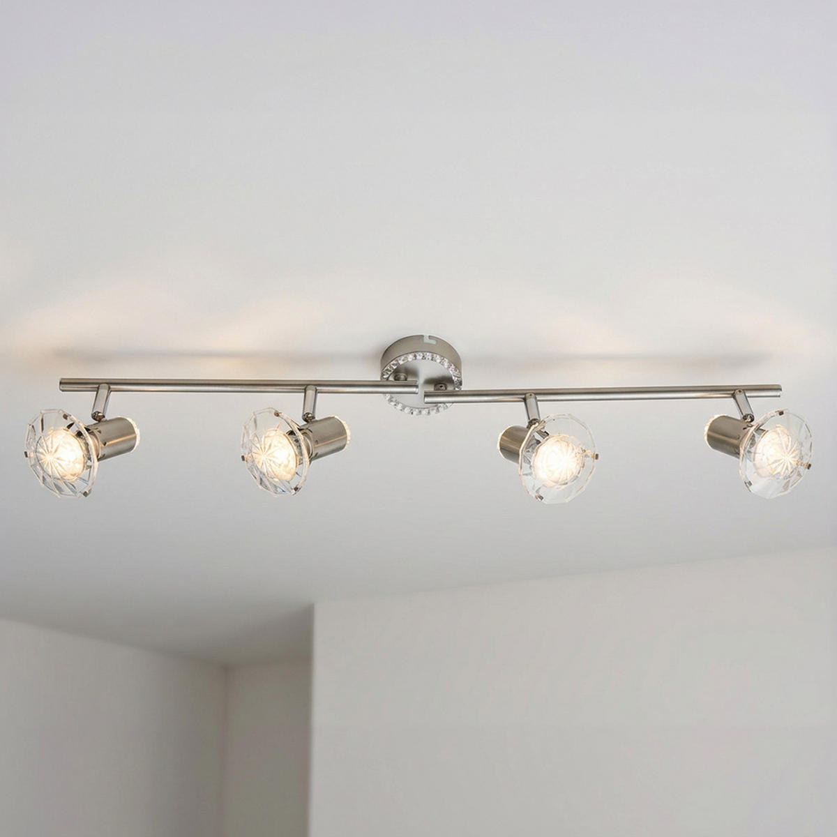LED DECKENLEUCHTE Kristalle Silber - Silberfarben, Metall (70/10/14.5cm) - Globo Lighting