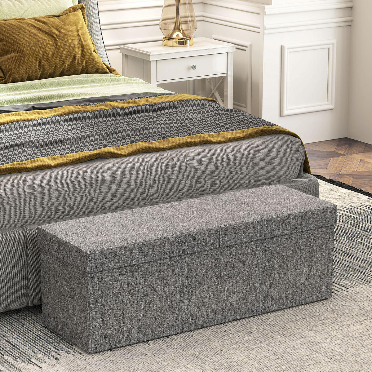SITZBANK mit Stauraum, 110 x 38 x 38 cm Dunkelgrau - Dunkelgrau, Kunststoff (110/38/38cm) - HOMCOM