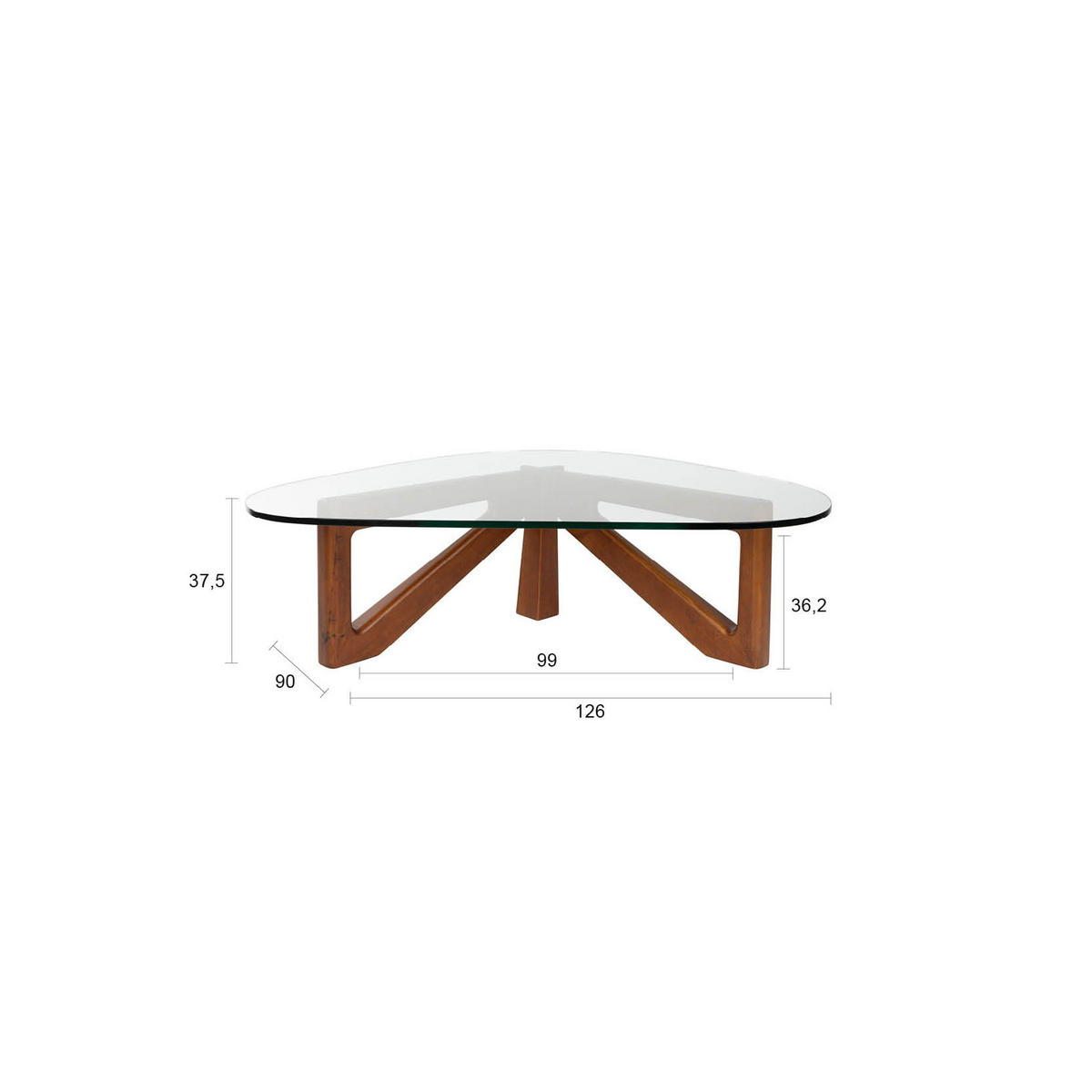 COUCHTISCH Norwin - Naturfarben, Holz (126/90/37.7cm) - Dutchbone