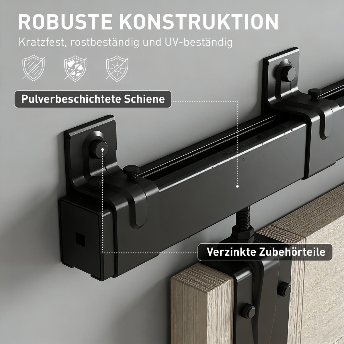 TÜRSCHIENENSYSTEM aus Karbonstahl Schwarz - Schwarz, Metall (4.7/6.1/183cm) - HOMCOM