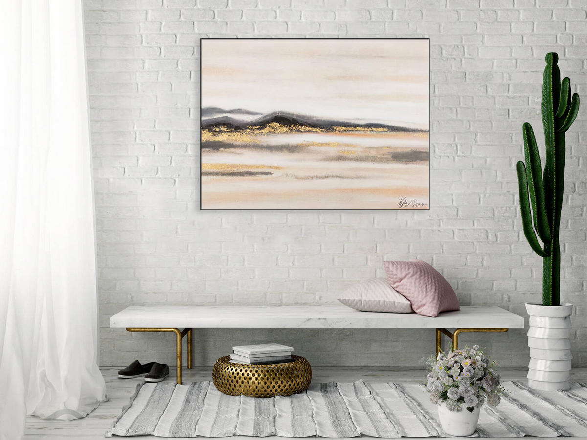 ACRYLBILD HANDGEMALT 100/75 cm - Beige/Schwarz, Holz/Textil (100/75cm) - KUNSTLOFT