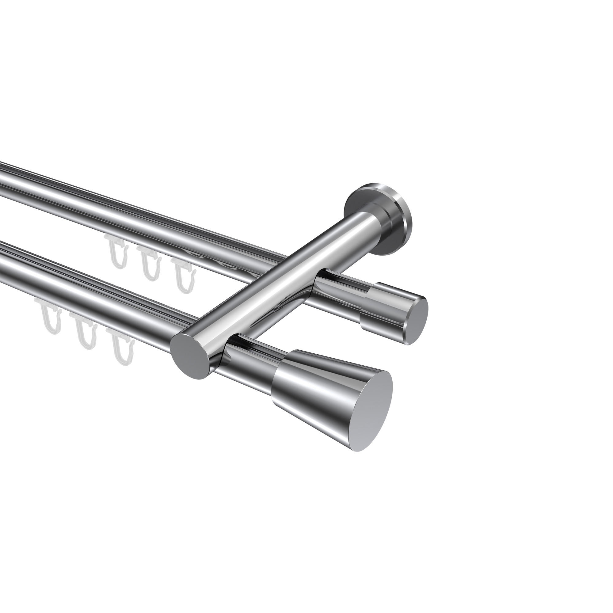 INNENLAUF-GARDINENSTANGEN-SET Platon Sitra 120 cm, 2-läufig, 20 mm Ø Chrom - Chromfarben, Metall (120cm) - INTERDECO