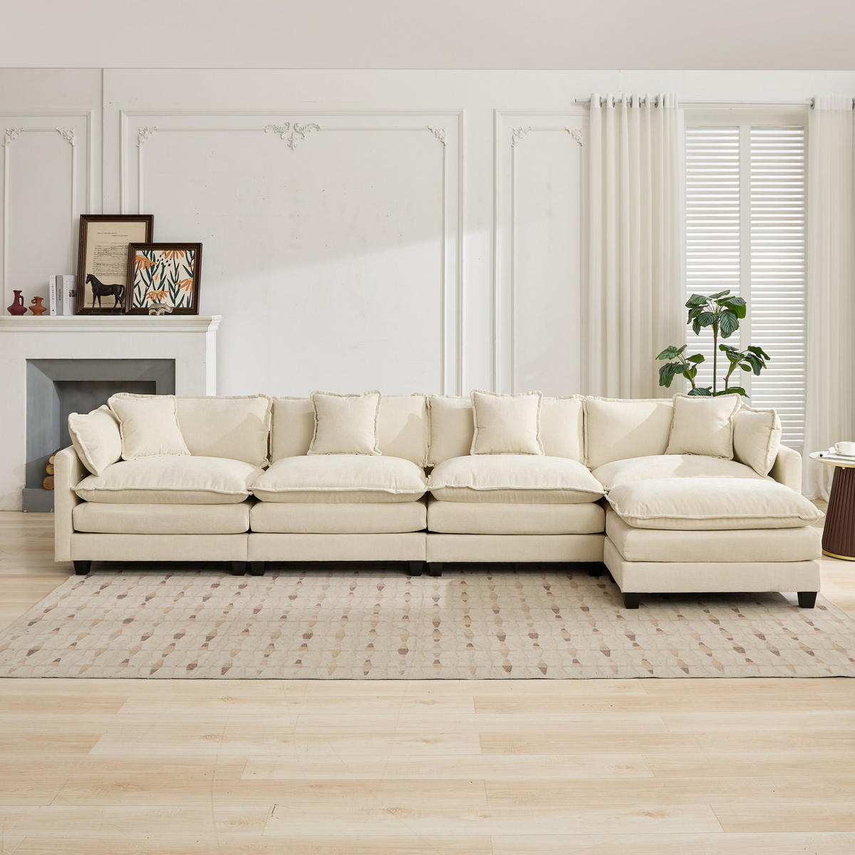 4-SITZER-SOFA aus Chenille mit modularem Design, beige - Beige, Textil (75/84/380cm) - Luhomfu