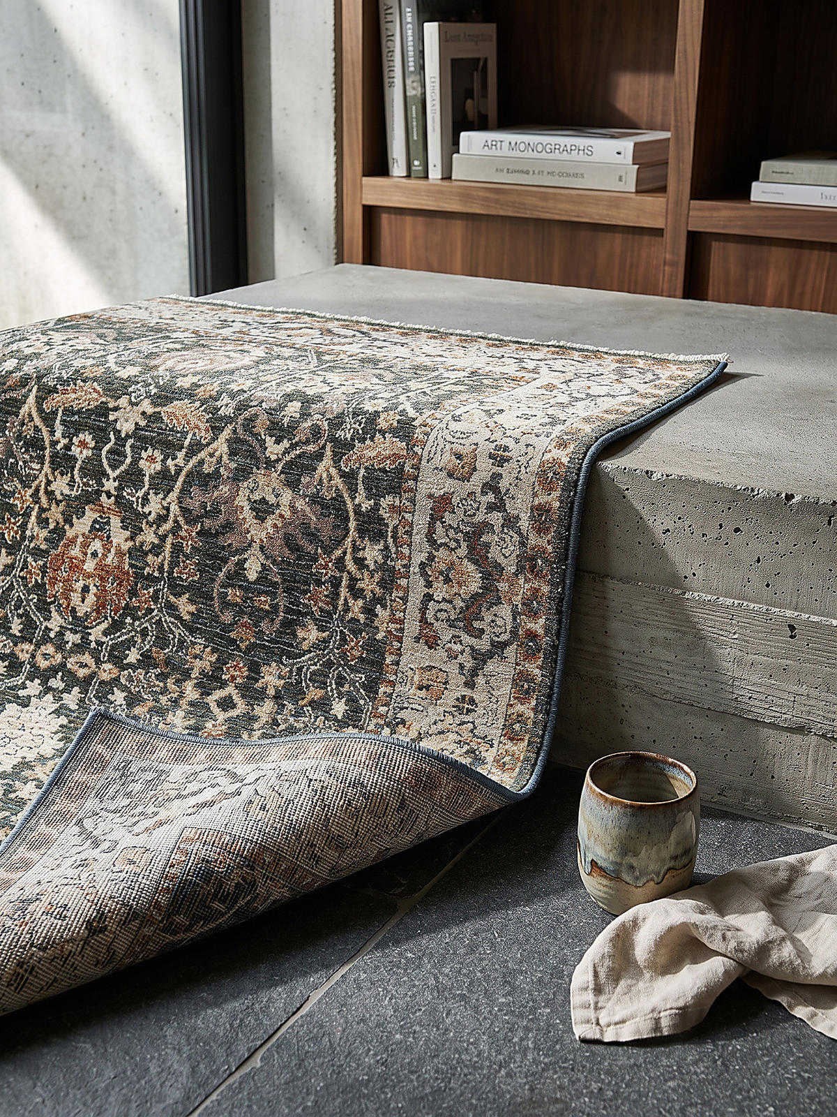 STRUKTURTEPPICH TRURO, Blumenmuster, Erdtöne-Grün, 200 x 300 cm - Grün, Textil (200/300cm) - KADIMA DESIGN