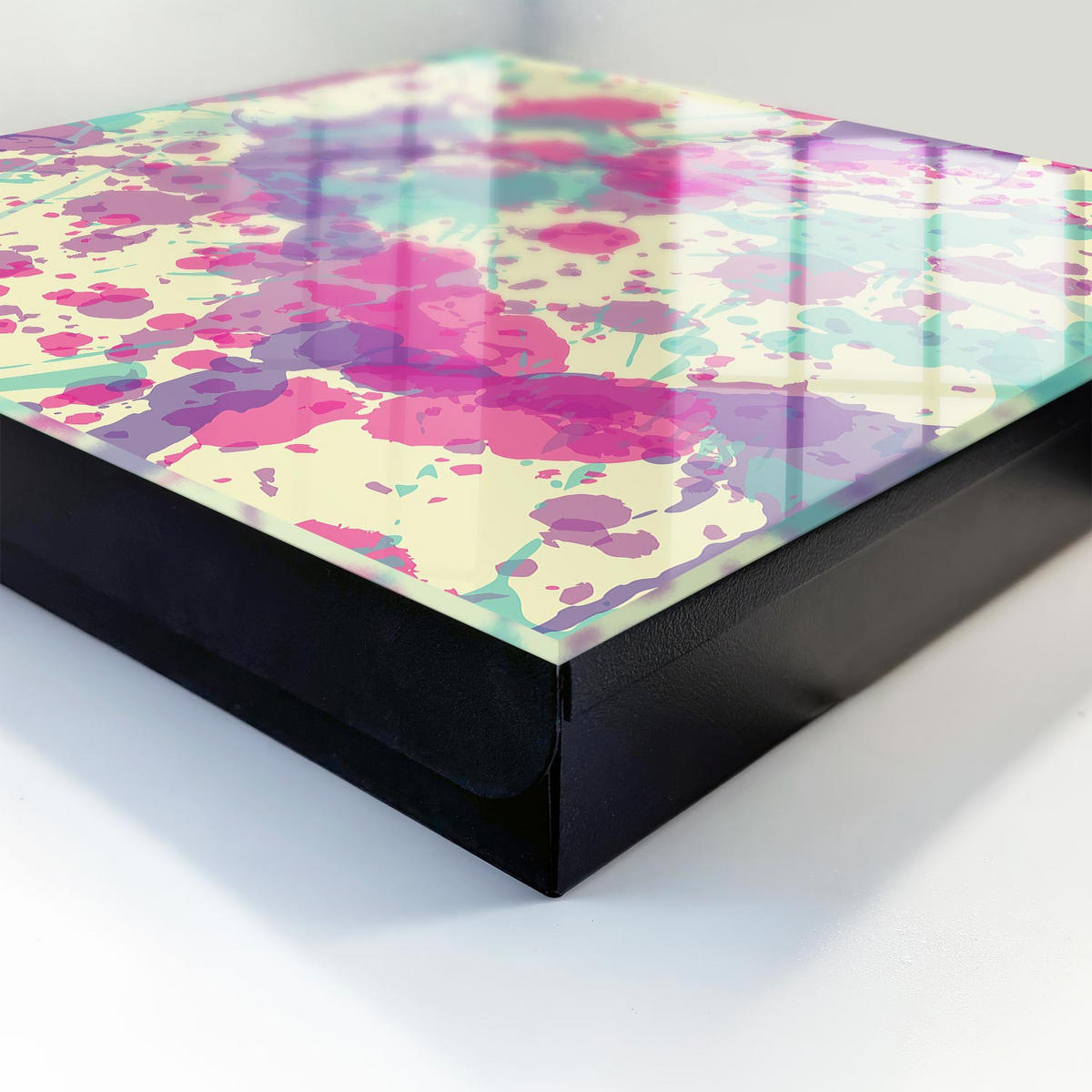 SCHLÜSSELBOX Schwarz 30x30 cm- Türöffnung nach rechts - Farbenfrohes Chaos - Pink, Metall (30/30/5cm) - TULUP
