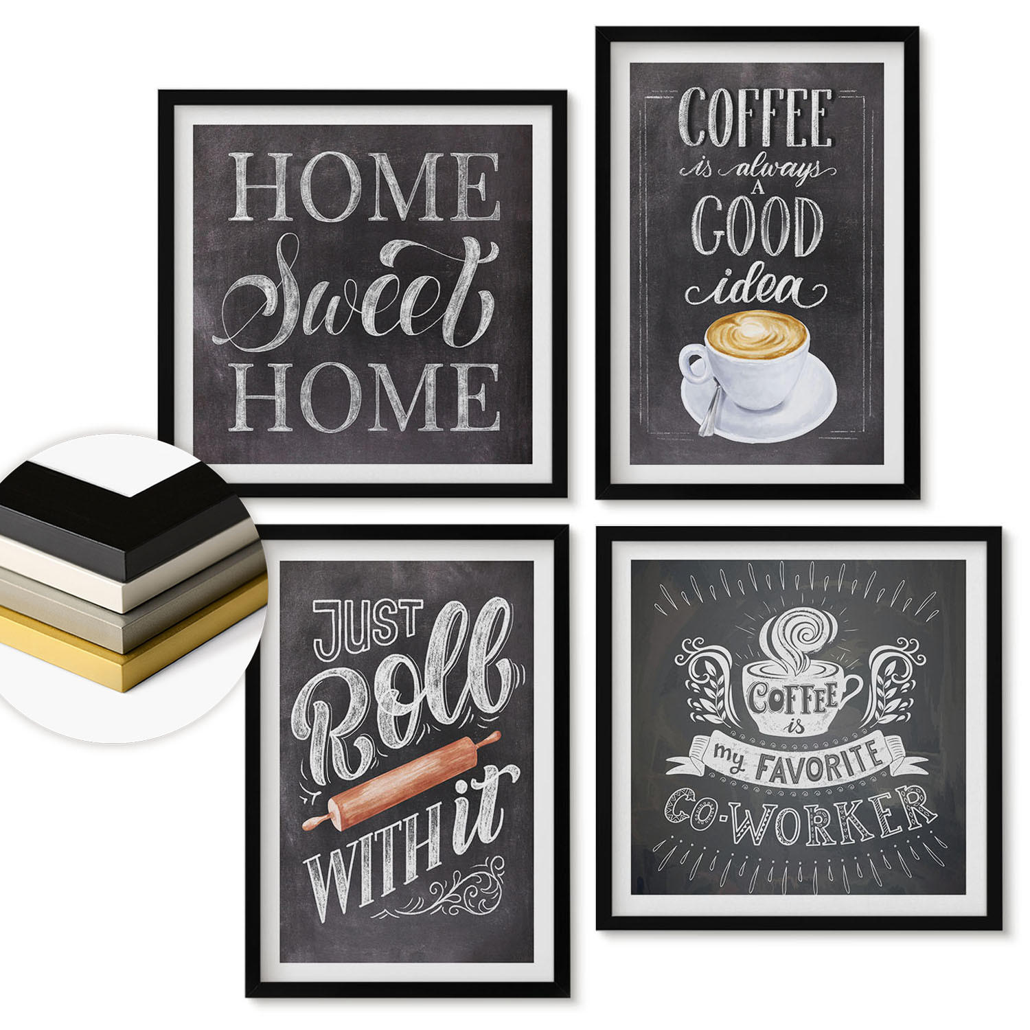 ArtPrintCave Wandbilder Schwarz 50x50 cm