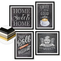 WANDBILDER 4er-Set - 50x50 cm & 40x60 cm Schwarzer Rahmen - Kaffeeroller, heimelige Wärme - Schwarz, Kunststoff (50/50cm) - ArtPrintCave