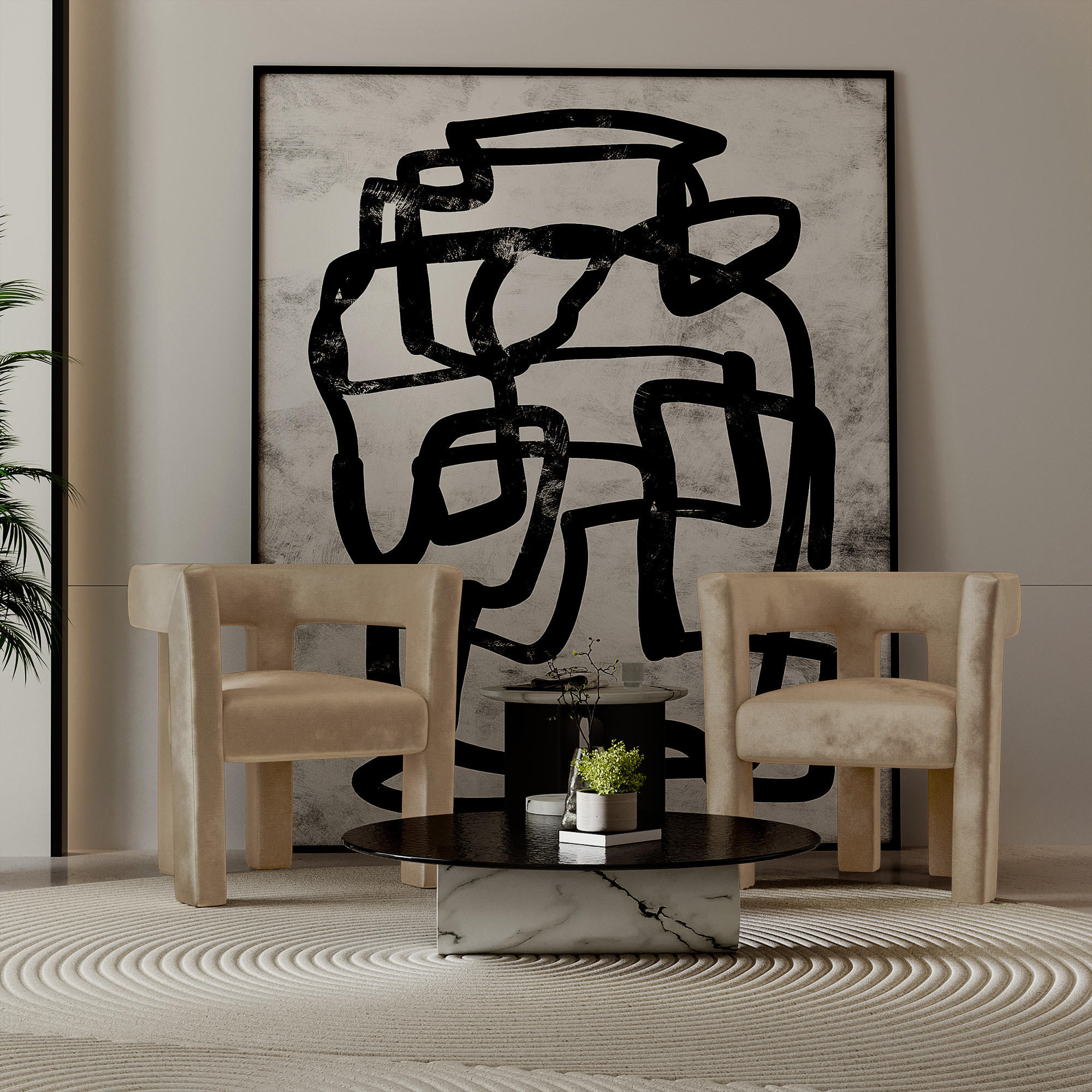 ESSZIMMERSTUHL Glatter Samt Beige 66cm - Beige, Textil (66/68/55cm) - Sia Home