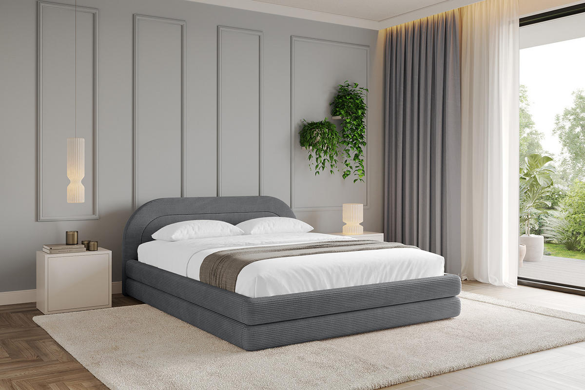 POLSTERBETT mit Bettkasten und Lattenrost, Bett mit Matratze H3/H4 - LERIS-v1 160x200 Dunkelgrau - Anthrazit, Holzwerkstoff/Textil (160/200cm) - ALTDECOR
