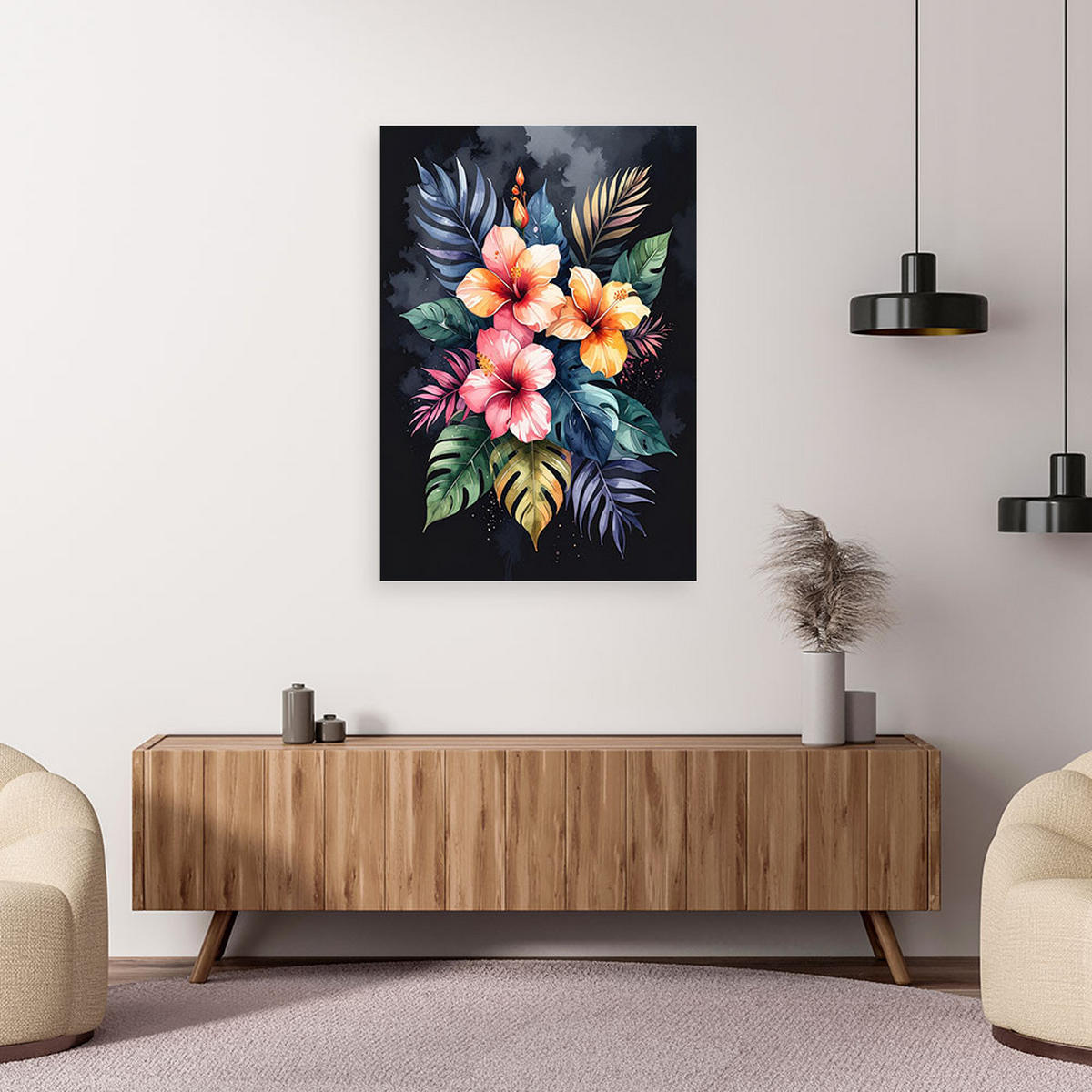 WANDBILD, Bunte Blumen Natur - Multicolor, Textil (60/90cm) - Feeby