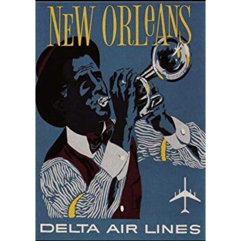 POSTER Amerika New Orleans Jazz A3 Schwarzer Rahmen - Schwarz, Papier (29.7/5/42cm) - Nacnic