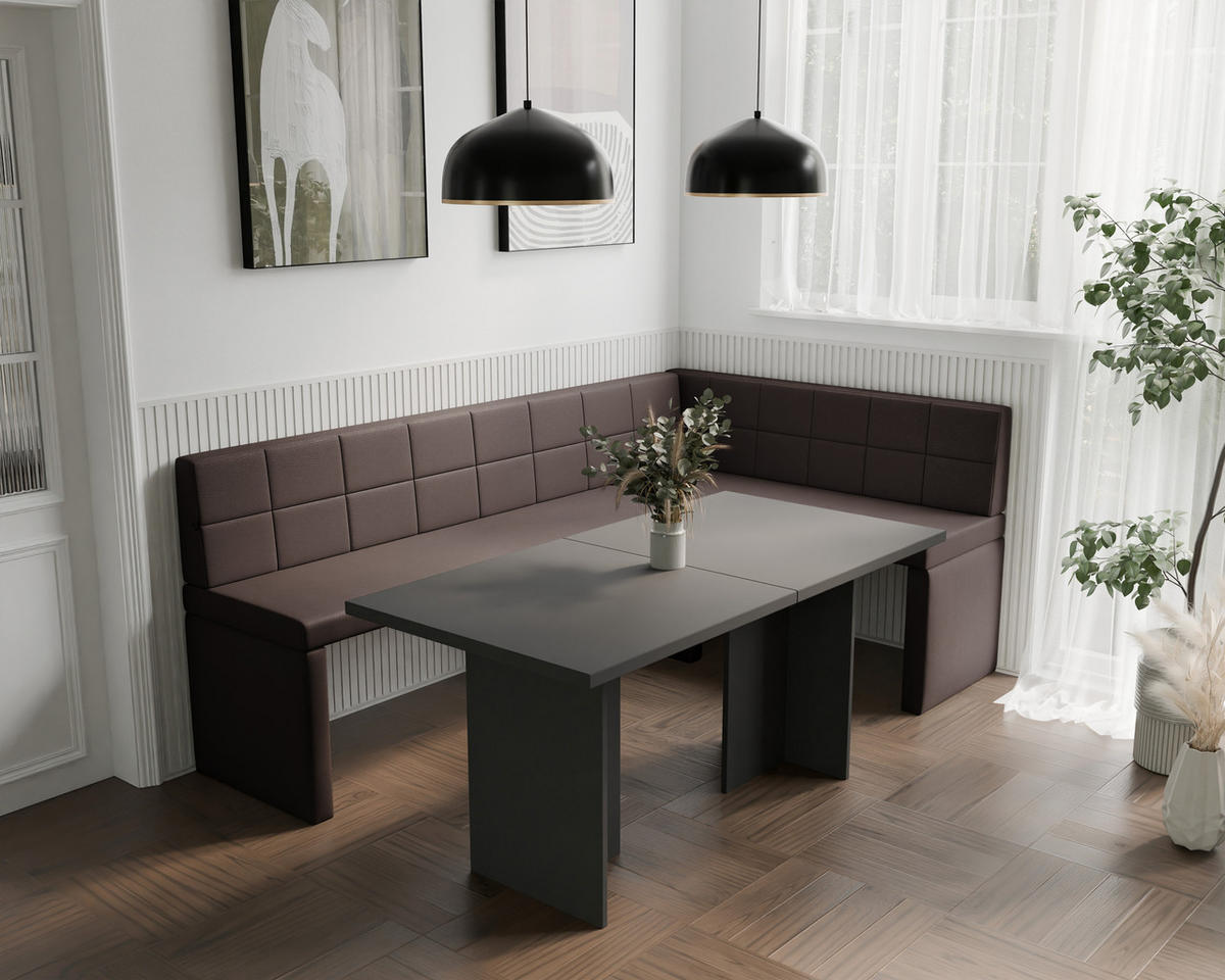 ECKBANK rechts MELVIN Kunstleder, 142/196 cm Braun - Braun, Holz/Kunststoff (142/196cm) - Idohome