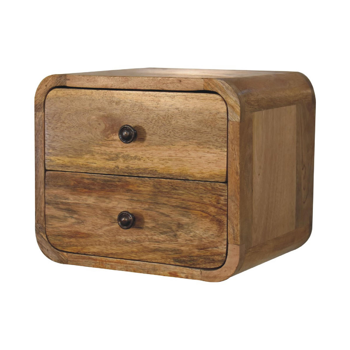 NACHTTISCH Mini aus massivem Mangoholz - Messingfarben/Braun, Holz/Metall (30/25/25cm) - Artisan Furniture