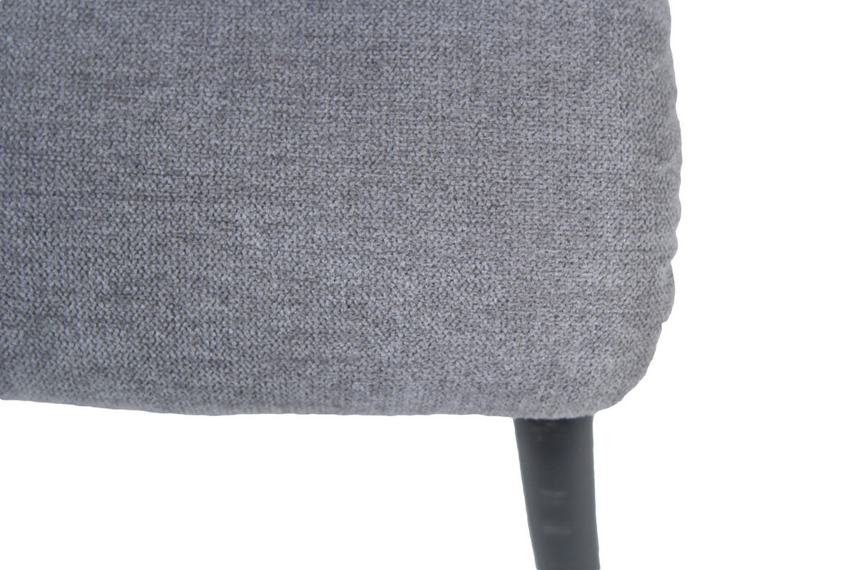 ESSZIMMERSTUHL Sara Stoff - Sitzfläche und Rükenlehne gepolstert - 2er Set - Hellgrau, Metall (44.5/87/55.5cm) - TPFLiving