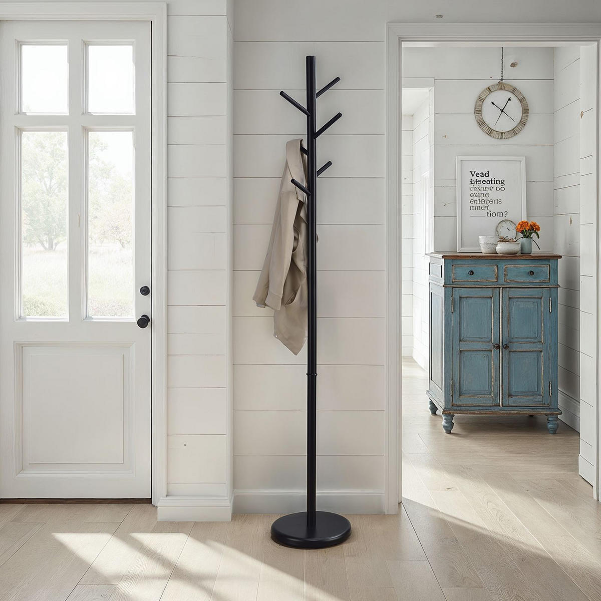 KLEIDERSTÄNDER ENRICO schwarz/schwarz - Schwarz, Holz (28/171/28cm) - IDIMEX