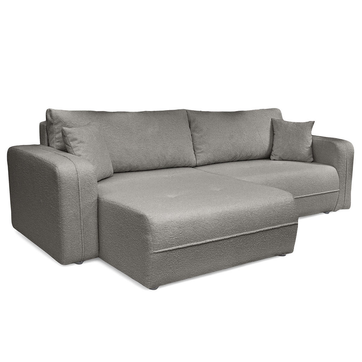 ECKSOFA mit Schlaffunktion - 244 cm - Dunkelgrau/Schwarz, Kunststoff/Textil (244/145cm) - home24