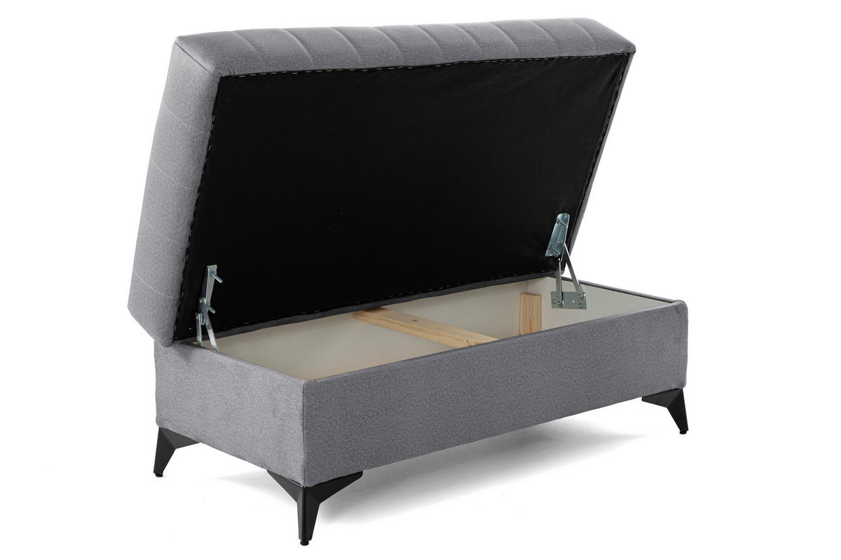 POUF PIERO 107 x 60 cm Velours Dunkelgrau - Dunkelgrau/Schwarz, Holz/Textil (107/43/60cm) - Muffo