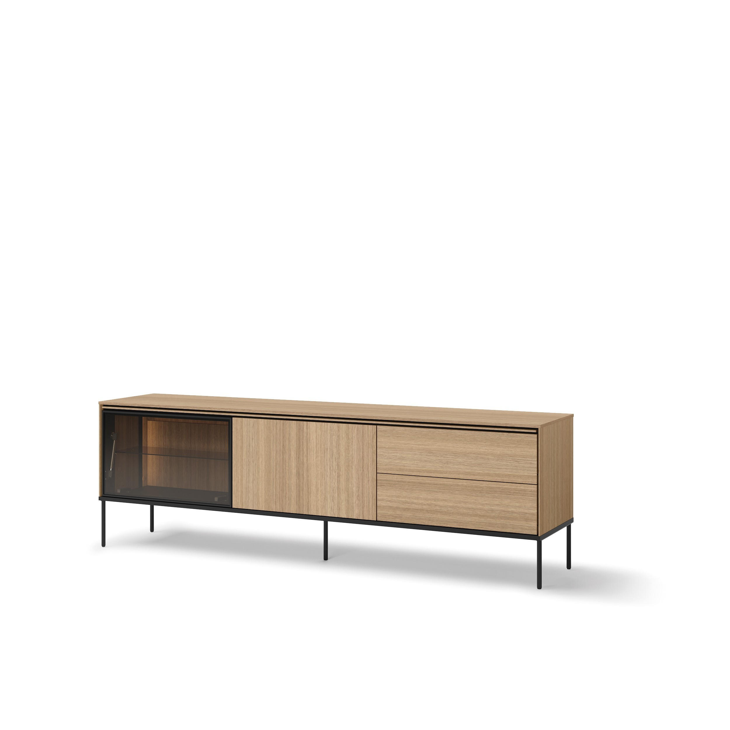 TV Element VISSO VI-08 197cm mit LED Beleuchtung Eiche linear - Eichefarben, Holzwerkstoff (197/62/41cm) - Lookway
