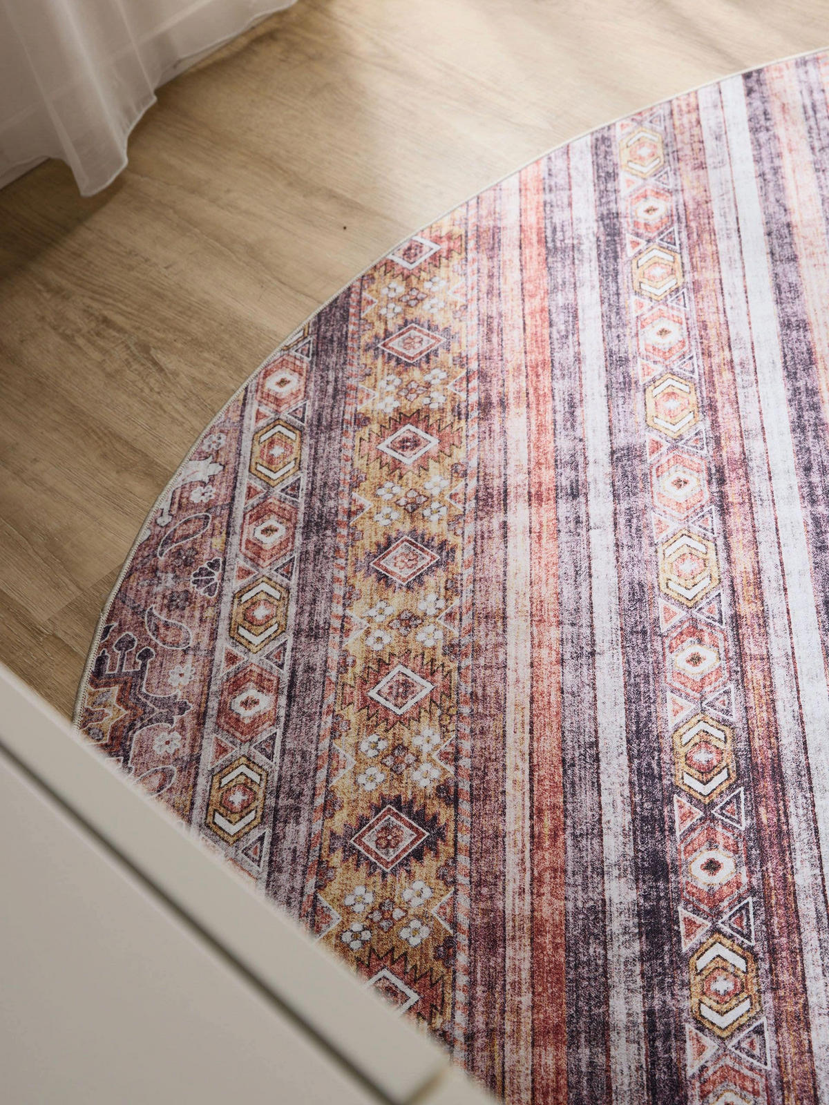 VINTAGE-TEPPICH George waschbar ø 160 cm rund - Pink/Multicolor, Kunststoff (160/160cm) - benuta