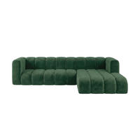 ECKSOFA Modulares In L-Form, Velvet-Stoff Riviera, Grün, Rechts, GRAND 287 cm - Grün, Holz (287/179cm) - Kaiser Möbel