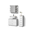 BADMÖBEL-SET Eisak Beton/Weiß 3 Teile, mit Unterschrank 80 cm - Weiß/Grau, Holzwerkstoff (80/60/33cm) - Livinity®