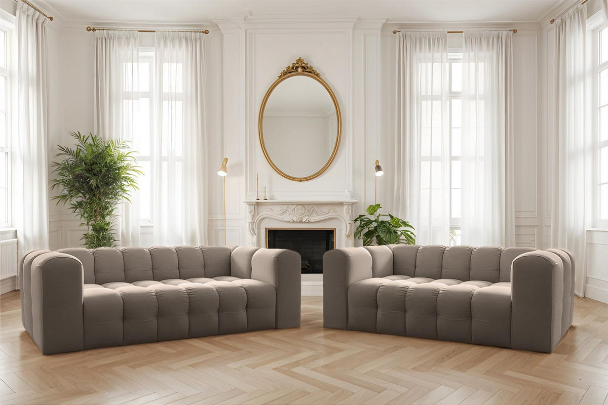 SOFA 2-sitzer Solvie In Tiffani - Taupe, Holzwerkstoff/Textil (200/75/106cm) - Fun Möbel