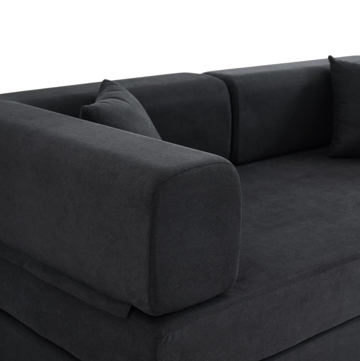 3-SITZER 200/100/70 cm Schlafsofa schwarz aus Cord mit Armlehnen - Schwarz, Textil (100/70/200cm) - OKWISH