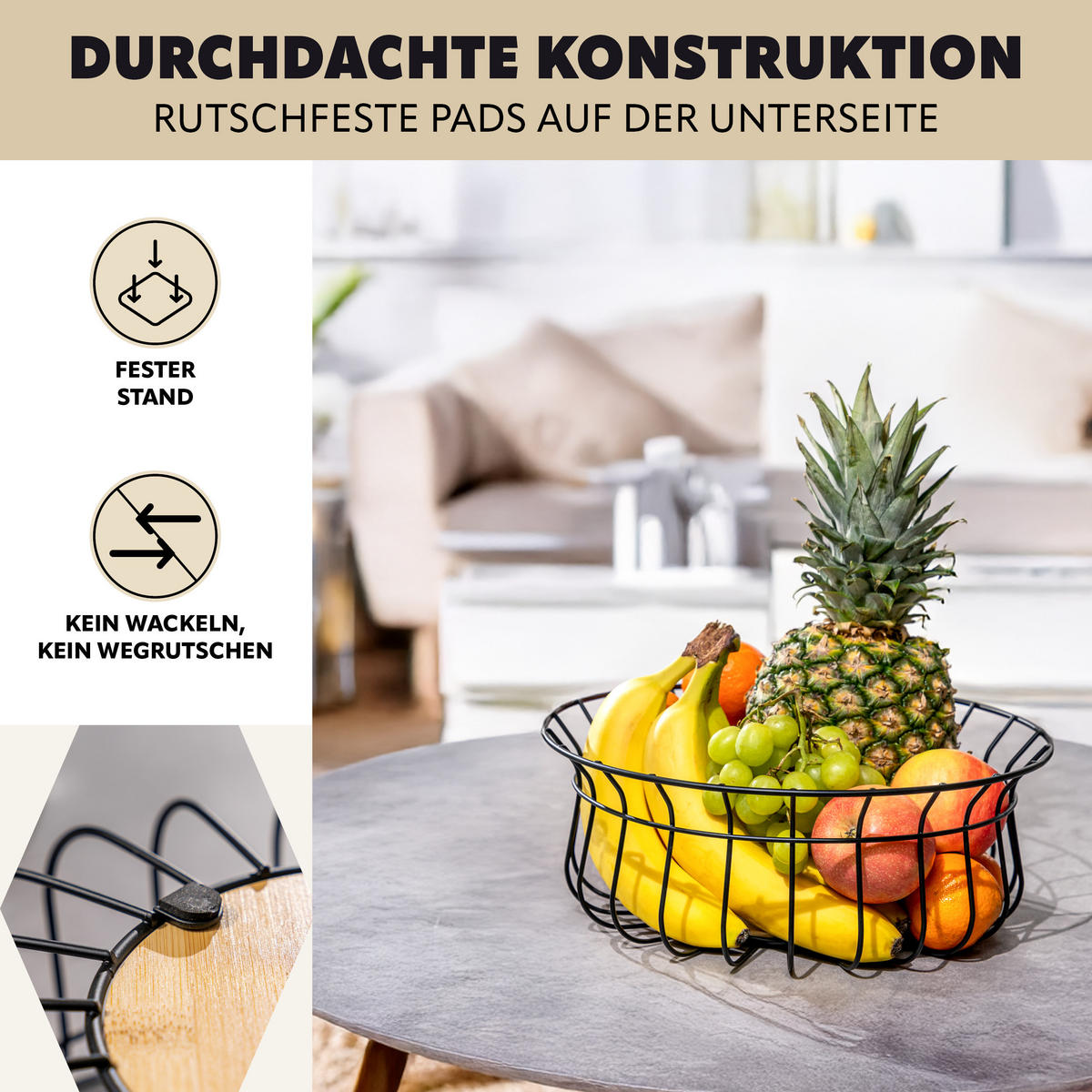 OBSTKORB, schwarz - Schwarz, Metall (31/12cm) - bremermann