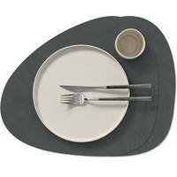 PLATZSET TISCHSETS Nupo - Leder - Anthrazit - Curved - abwaschbar - 44 x 37 cm - 2 Stück - Anthrazit, Leder (44/37/2cm) - LIND DNA