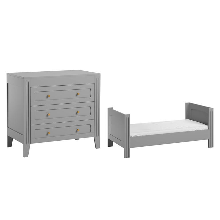 BABYZIMMER 2-teilig Grau - Grau, Holzwerkstoff (144/80/75cm) - Petits-meubles