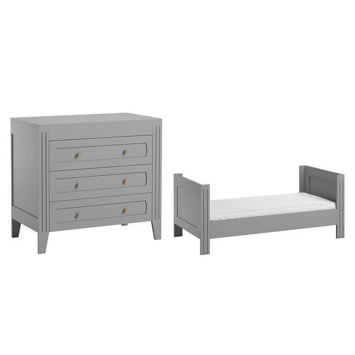 BABYZIMMER 2-teilig Grau - Grau, Holzwerkstoff (144/80/75cm) - Petits-meubles