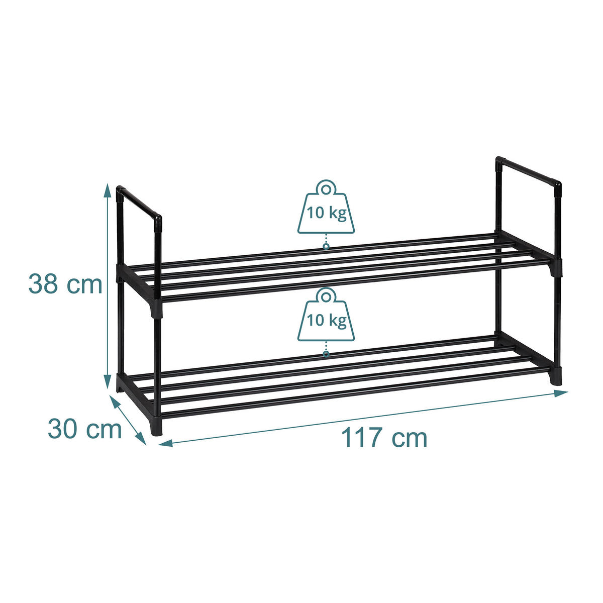 BOTNÍK - černá, kov/plast (117/38/30cm) - Relaxdays