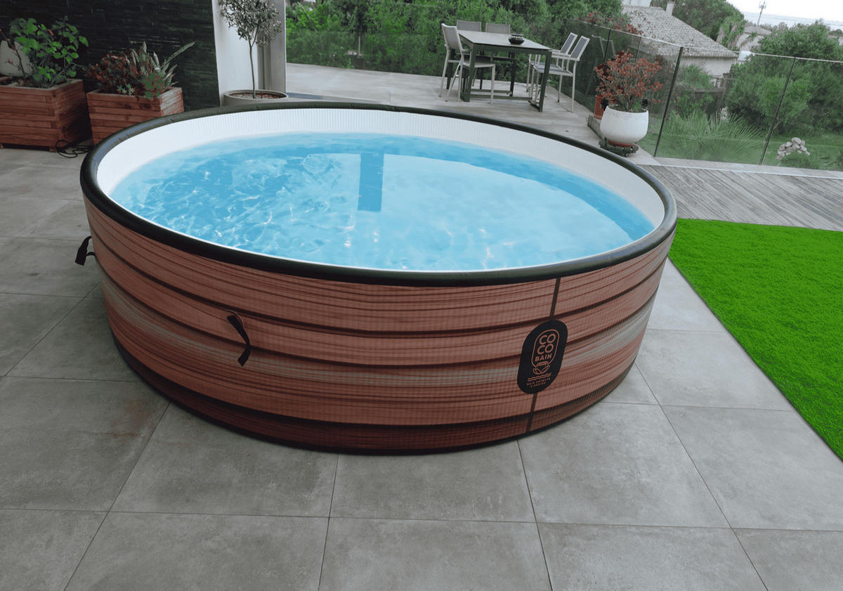 POOL Aufblasbar Maui - Durchmesser 250 cm - 1100 Liter - Motor 2240 W - Für bis zu 6 Personen - Braun, Kunststoff (250/70/70cm) - COCO BAIN