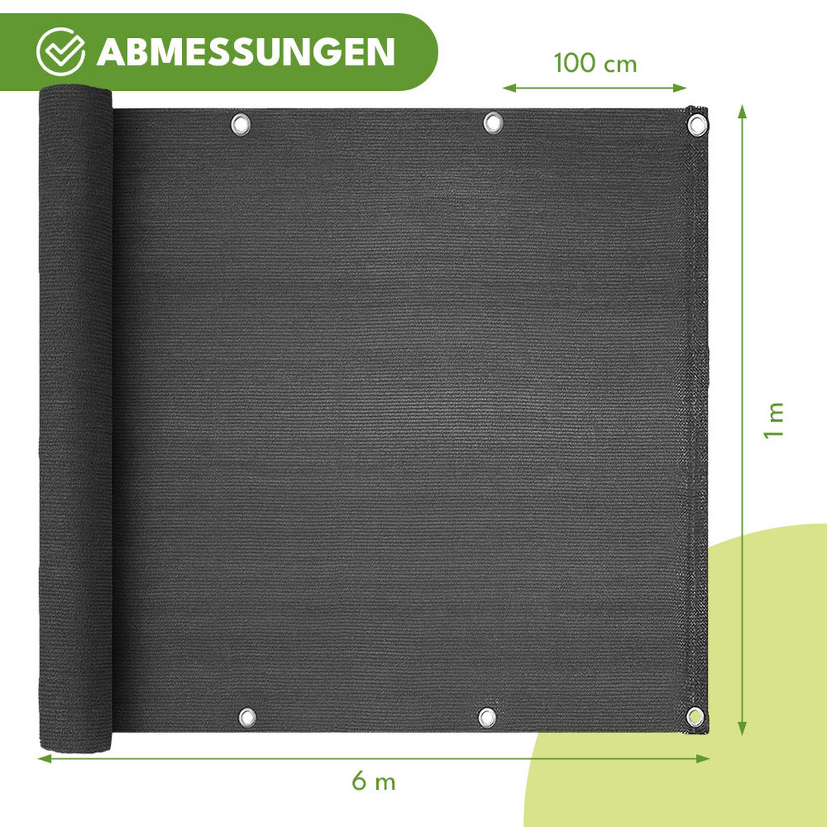 BALKON-SICHTSCHUTZ 1x6m - Anthrazit, Kunststoff (600/100cm) - KRUMAD