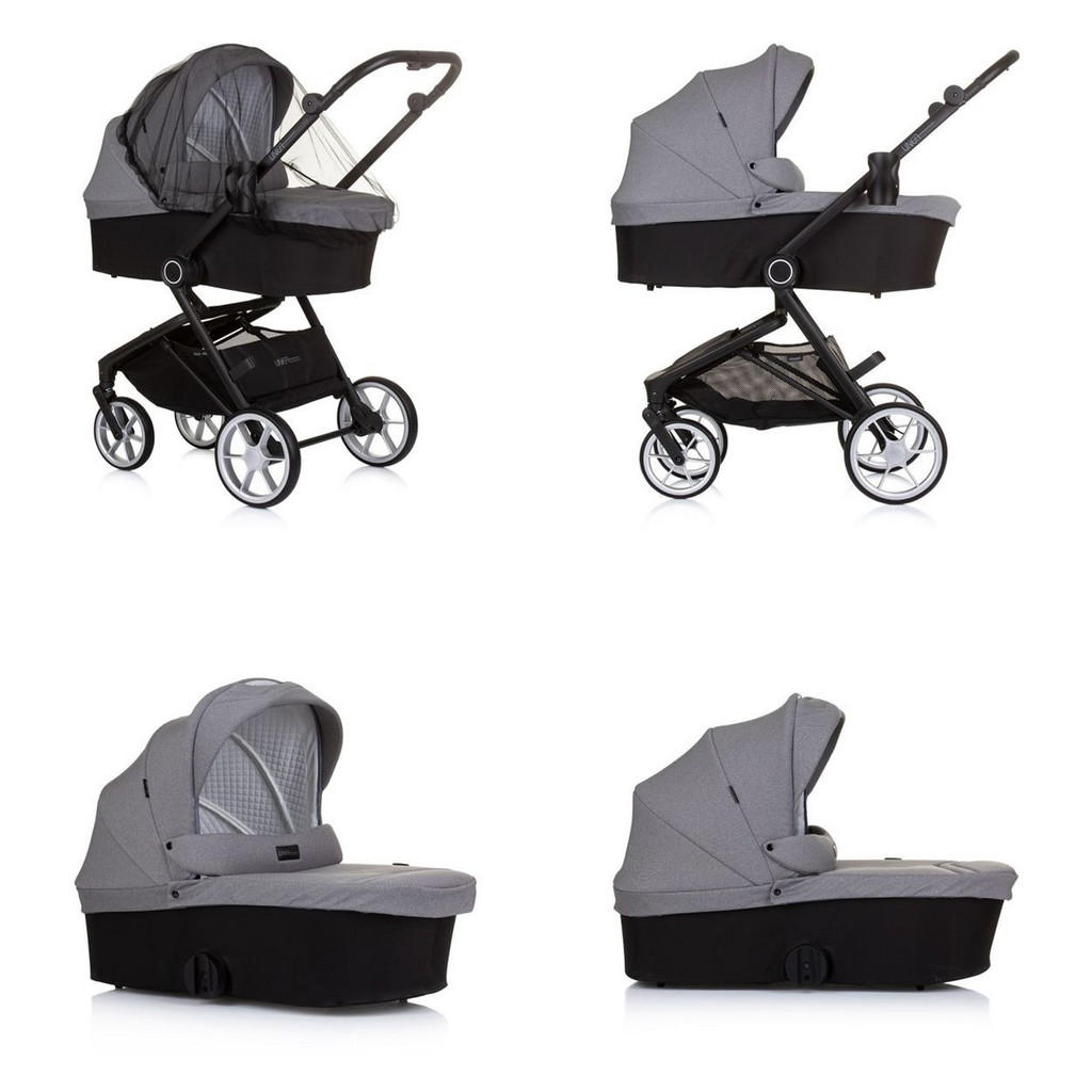 Thumbnail - Chipolino Kombikinderwagen, Grau, Metall, 58x116x98 cm, unisex, Federung, Baby on Tour, Kinderwagen & Buggys, Kombikinde...
