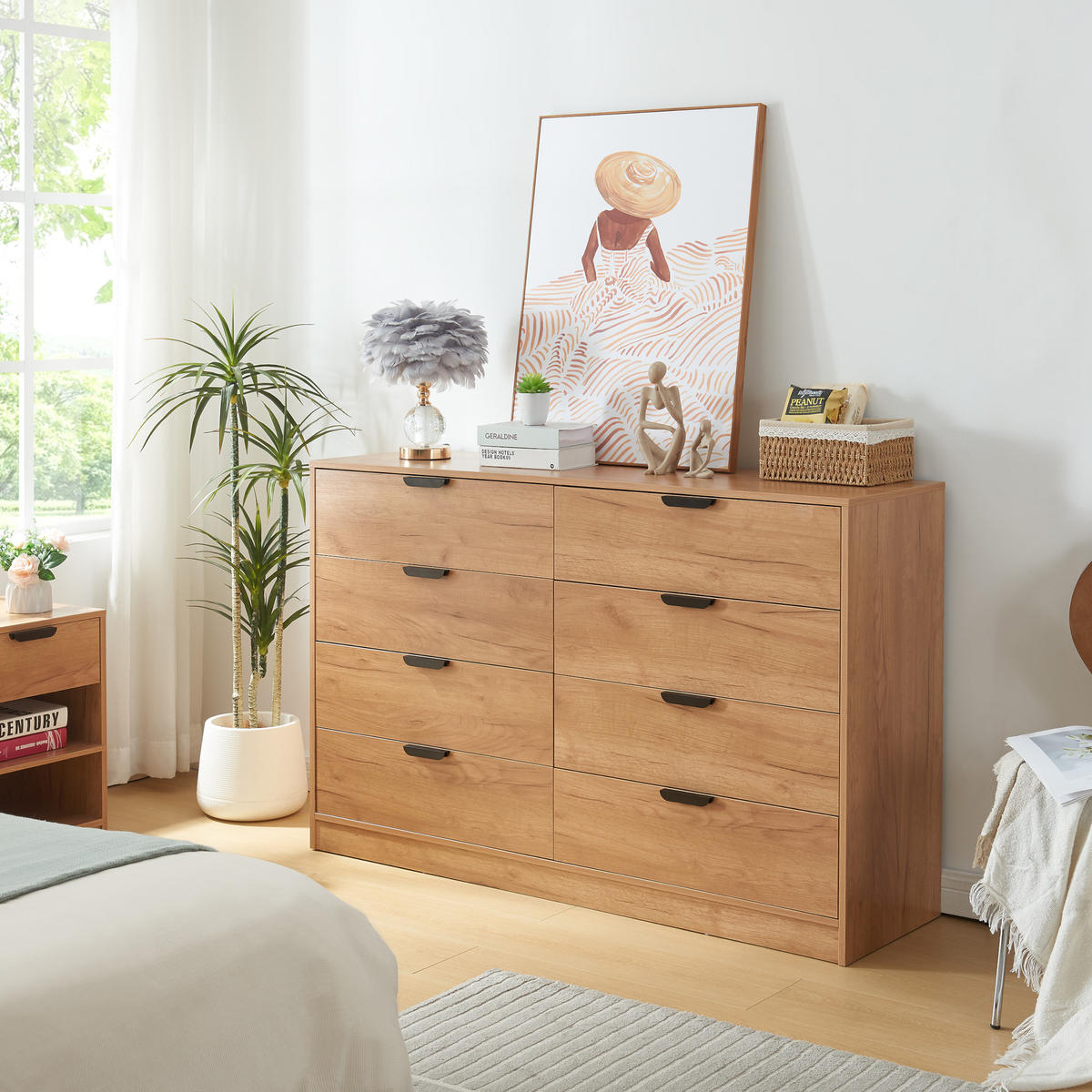 KOMMODE Varkaus - Eichefarben, Holzwerkstoff (140/90/40cm) - [en.casa]