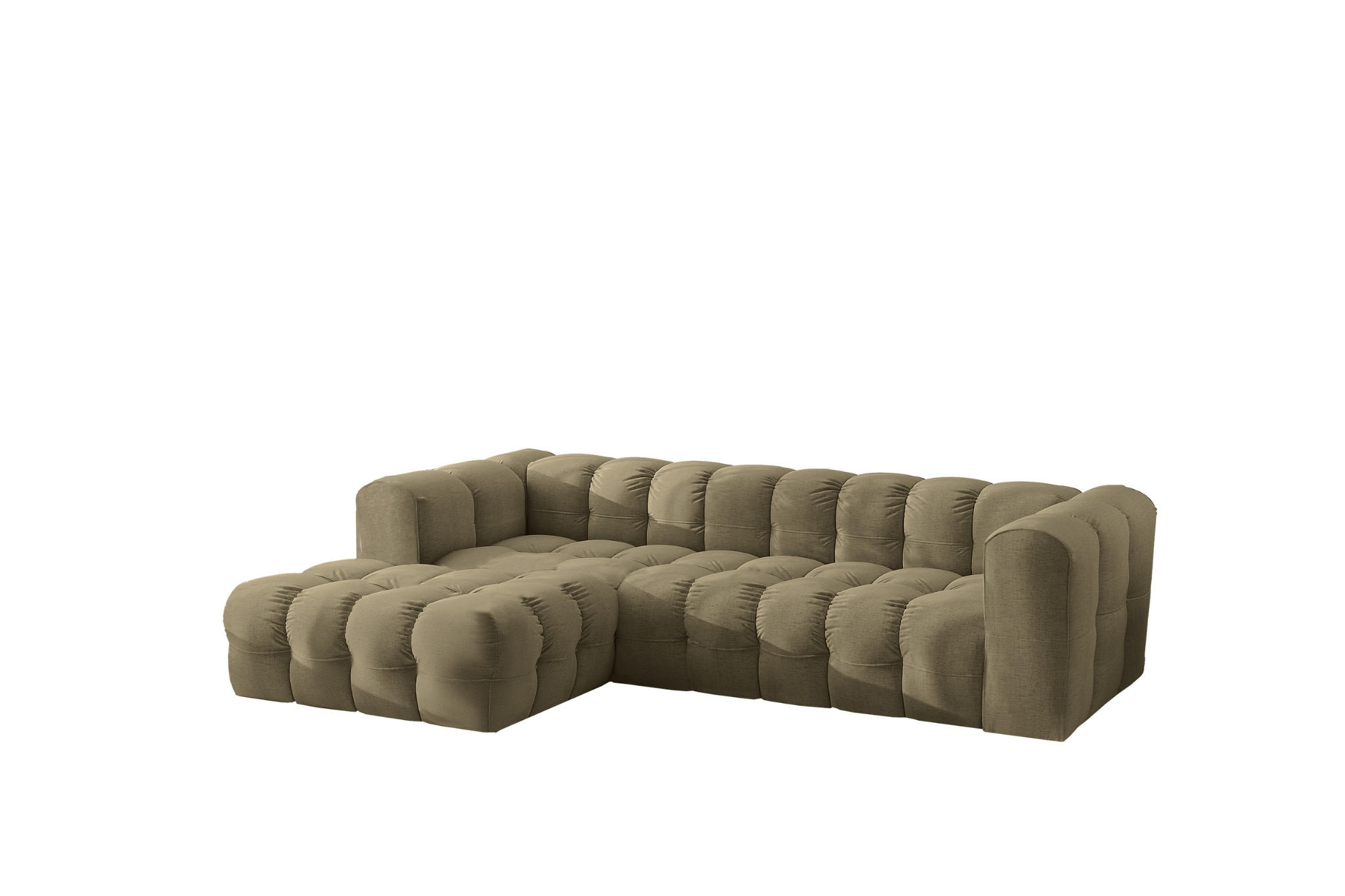 ECKSOFA L-form BALOO L, Chenille-Stoff Moly, Olive, Links - Olivgrün, Holz (280/193cm) - Kaiser Möbel