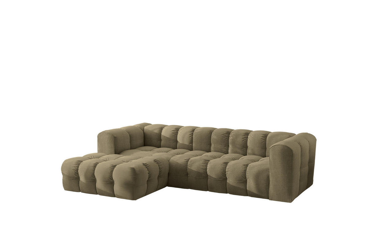 ECKSOFA L-form BALOO L, Chenille-Stoff Moly, Olive, Links - Olivgrün, Holz (280/193cm) - Kaiser Möbel