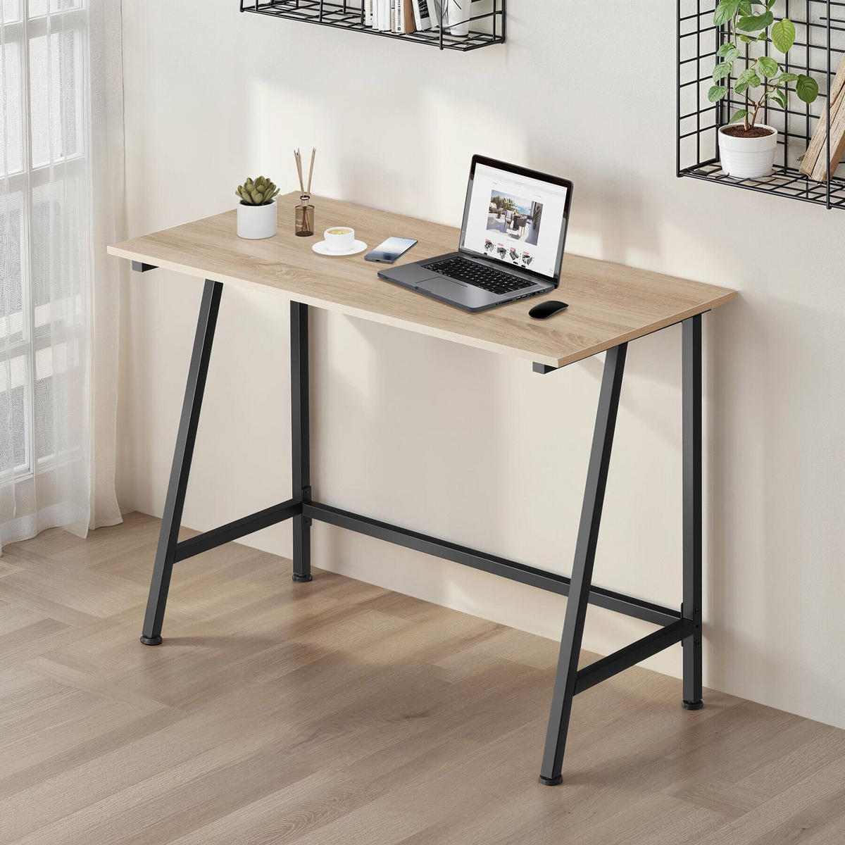 SCHREIBTISCH Newton,100 x 50 x 77 cm,Industrial Holz hell, Eiche Sonoma - Naturfarben, Holzwerkstoff (100/50/77cm) - tectake