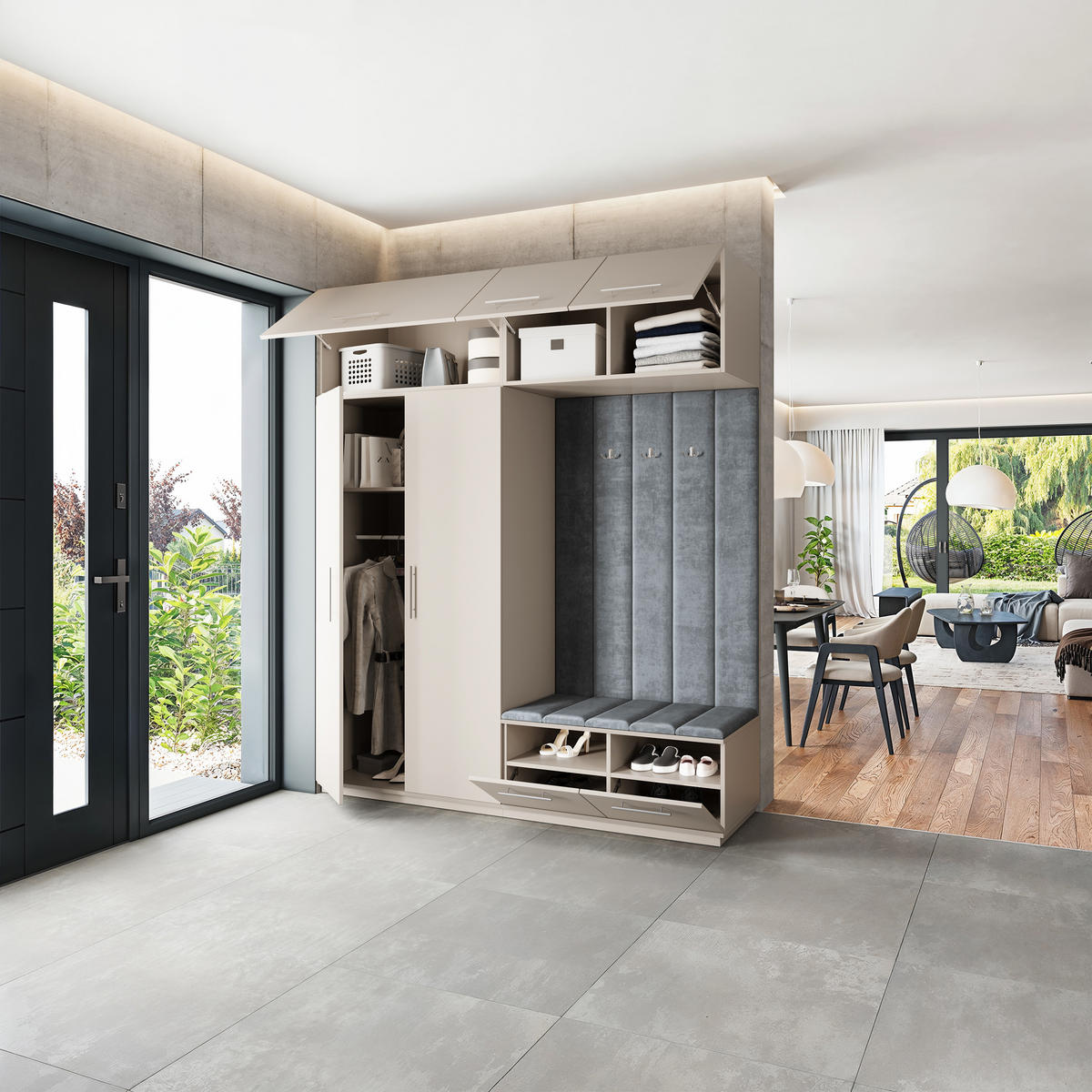 GARDEROBENSCHRANK REMA 200/240/60 cm Modern Garderobe-Set Kaschmir - Kaschmir/Grau, Holzwerkstoff (200/240/60cm) - MASSENO