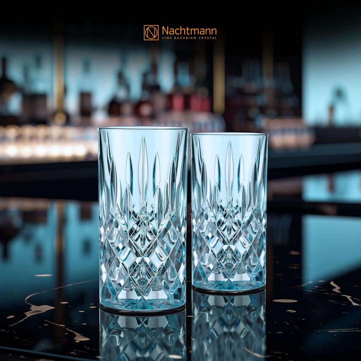 LONGDRINKGLÄSER Noblesse Colors Aqua 395 ml 2er Set - Blau, Glas (0.395L) - Nachtmann