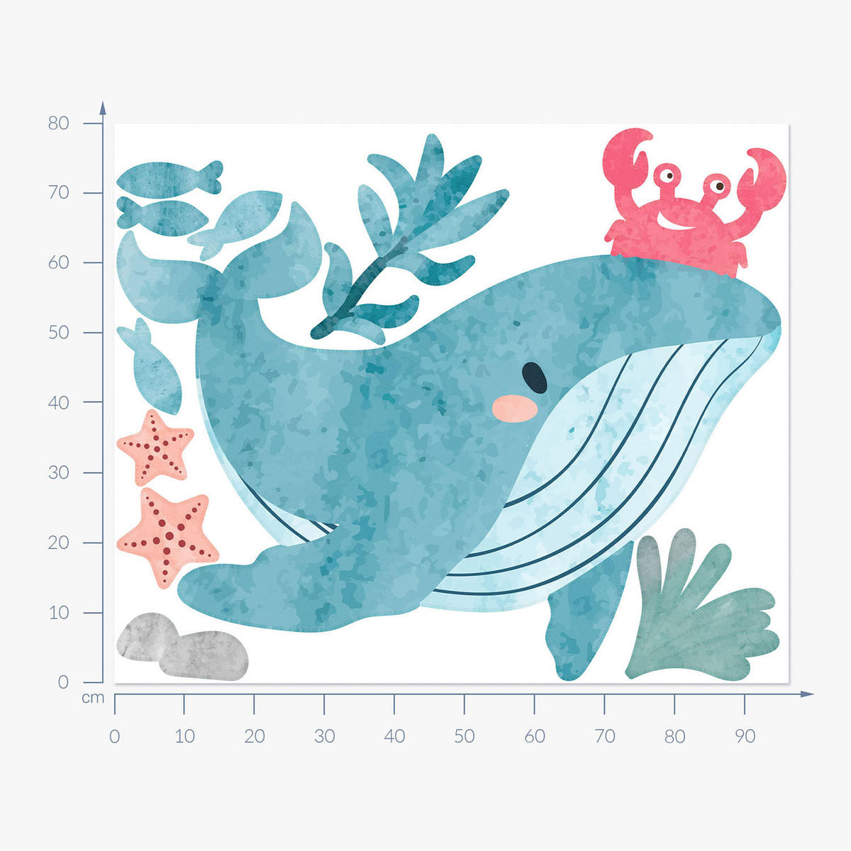 WANDAUFKLEBER 80x97cm - Unterwasserwelt - Multicolor, Kunststoff (80/97/0.1cm) - Wallfluent