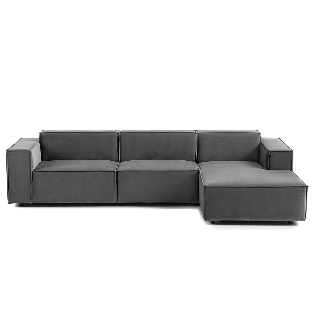 ECKSOFA mit Longchair - Schwarz/Grau, Kunststoff/Textil (294/177cm) - home24