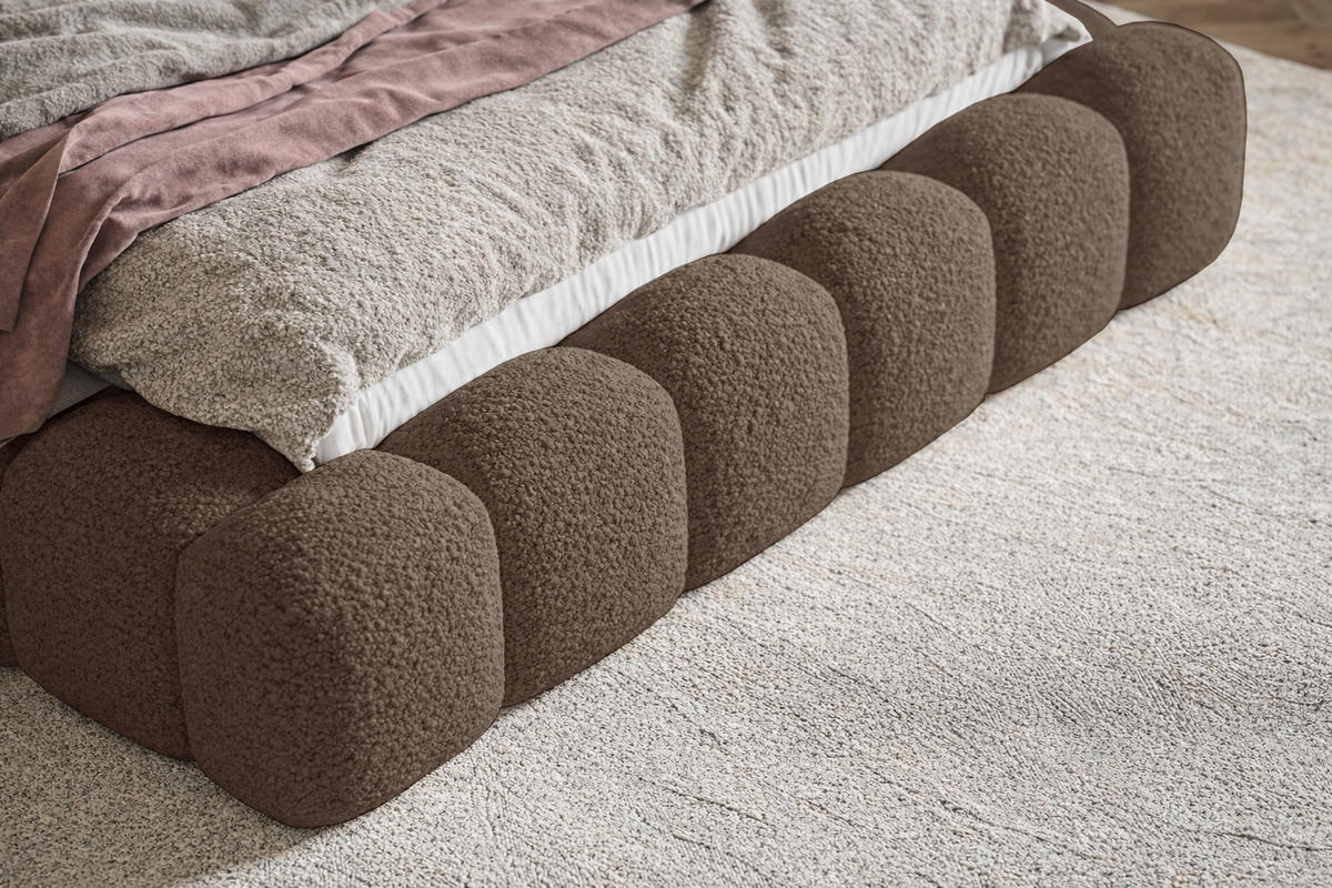 POLSTERBETT 180x200 Madeno mit Bettkasten, Boucle, Braun - Braun, Holz/Textil (180/200cm) - Emporius