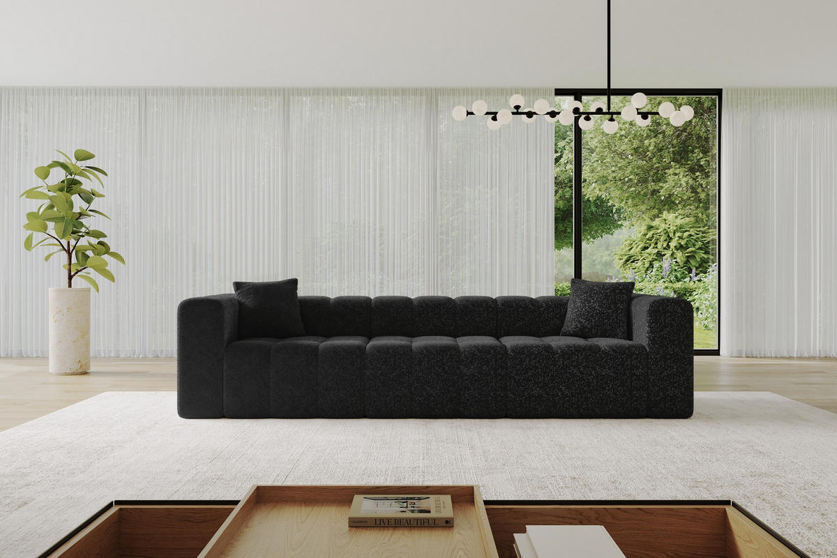 POHOVKA 3-MÍSTNÁ DONY-3 315x90x71 cm Černá Žinylka - černá, kompozitní dřevo/textil (315/71/90cm) - ALTDECOR